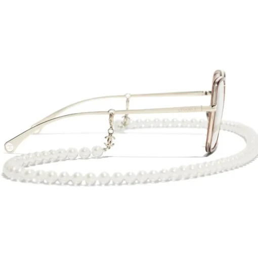 Chanel - Square Sunglasses - Gold Beige Transparent - Chanel Eyewear - Avvenice