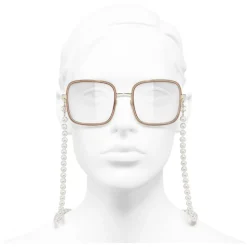 Chanel - Square Sunglasses - Gold Beige Transparent - Chanel Eyewear - Avvenice