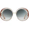 Chloé - Carlina Round Metal Sunglasses - Gold Terracotta - Chloé Eyewear - Avvenice