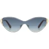 Chloé - Cat-Eye Curtis Sunglasses in Metal - Gold Blue - Chloé Eyewear - Avvenice