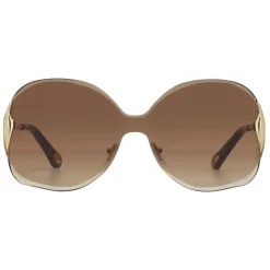 Chloé - Curtis Squared Metal Sunglasses - Gold Brown - Chloé Eyewear - Avvenice
