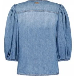 Chloé - Denim Collarless Blouse - Chloé Exclusive Luxury Collection - Avvenice