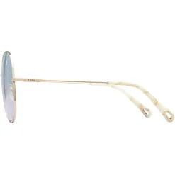 Chloé - Eliz Round Metal Sunglasses - Gold Azure Lilac - Chloé Eyewear - Avvenice