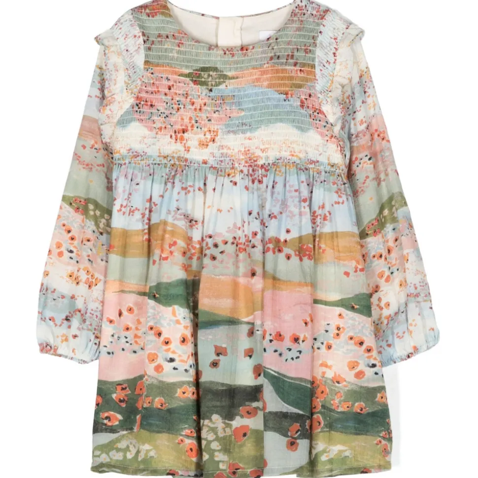 Chloé - Kids Multicolor Long Sleeves Dress - Chloé Exclusive Luxury Collection - Avvenice
