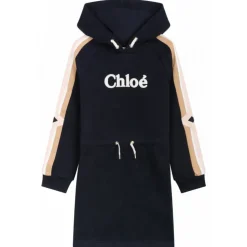 Chloé - Navy Blue and Multicolour Appliqué Logo Dress - Chloé Exclusive Luxury Collection - Avvenice