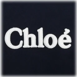 Chloé - Navy Blue and Multicolour Appliqué Logo Dress - Chloé Exclusive Luxury Collection - Avvenice