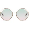 Chloé - Poppy Octagonal Metal Sunglasses - Gold Havana Green Pink - Chloé Eyewear - Avvenice