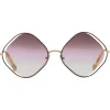 Chloé - Poppy Rhombus Sunglasses in Metal - Havana Gold Rose - Chloé Eyewear - Avvenice