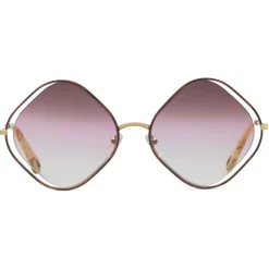 Chloé - Poppy Rhombus Sunglasses in Metal - Havana Gold Rose - Chloé Eyewear - Avvenice