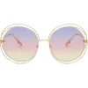 Chloé - Round Metal Sunglasses Carlina Twist - Gold Purple Pink Yellow - Chloé Eyewear - Avvenice