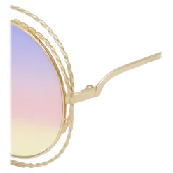 Chloé - Round Metal Sunglasses Carlina Twist - Gold Purple Pink Yellow - Chloé Eyewear - Avvenice
