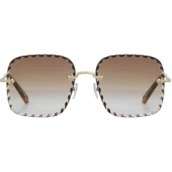 Chloé - Willow Square Sunglasses in Bio-Acetate - Dark Havana Khaki - Chloé Eyewear - Avvenice