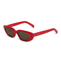 Céline - Oval Cay-Eye Sunglasses in Acetate - Red - Sunglasses - Céline Eyewear - Avvenice
