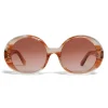 Céline - Round Sunglasses in Acetate - Striped Orange Havana - Sunglasses - Céline Eyewear - Avvenice