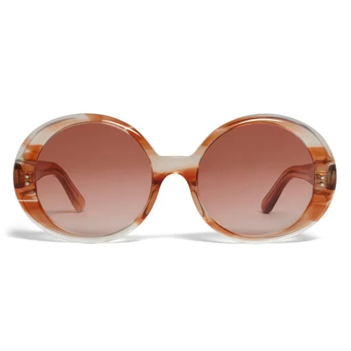 Céline - Round Sunglasses in Acetate - Striped Orange Havana - Sunglasses - Céline Eyewear - Avvenice