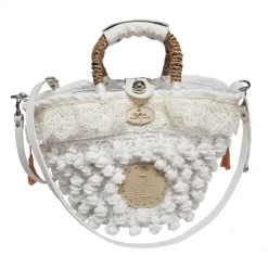 Coffarte - Baby White of Navarra Coffa - Sicilian Artisan Handbag - Sicilian Coffa - Luxury High Quality Handicraft Bag - Avvenice