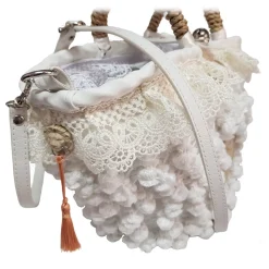 Coffarte - Baby White of Navarra Coffa - Sicilian Artisan Handbag - Sicilian Coffa - Luxury High Quality Handicraft Bag - Avvenice