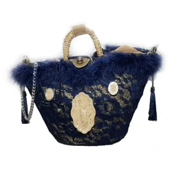 Coffarte - Medium Aisha Coffa in Winter Gray Lace - Sicilian Artisan Handbag - Sicilian Coffa - Luxury High Quality Handicraft - Avvenice