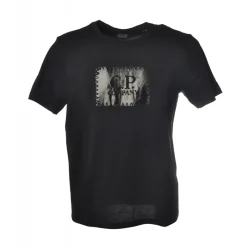 C.P. Company - Crewneck T-Shirt with Central Print - Black - Luxury Exclusive Collection - Avvenice