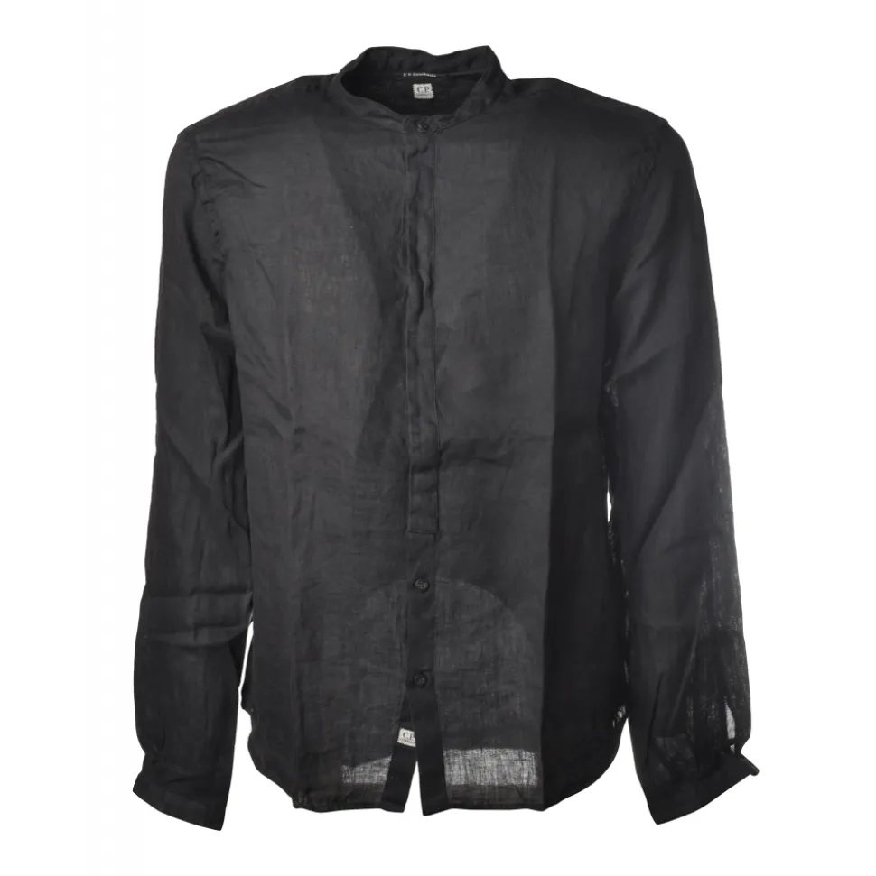 C.P. Company - Mandarin Collar Shirt - Blue - Luxury Exclusive Collection - Avvenice