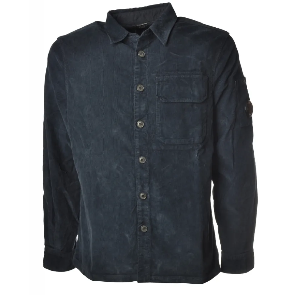 C.P. Company - Shirt With Front Pocket and Logo - Blue - Shirts - Luxury Exclusive Collection - Avvenice