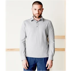 Cruna - Cannes Long Sleeves Polo - 573 - Grey - Handmade in Italy - Luxury High Quality Sweatshirt - Avvenice
