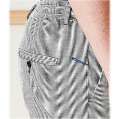 Cruna - Mitte Trousers in Linen Seersucker - 567 - Navy - Handmade in Italy - Luxury High Quality Pants - Avvenice
