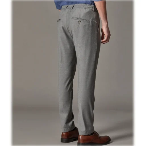 Cruna - Mitte Trousers in Wool Flannel - 628 - Rock Gray - Handmade in Italy - Luxury High Quality Pants - Avvenice