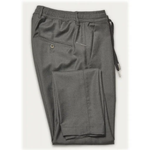 Cruna - Mitte Trousers in Wool Flannel - 628 - Rock Gray - Handmade in Italy - Luxury High Quality Pants - Avvenice
