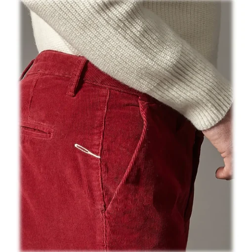Cruna - New Town Trousers in Cotton Corduroy - 464 - Red - Handmade in Italy - Luxury High Quality Pants - Avvenice