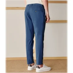 Cruna - New Town Trousers in Cotton - 520 - Avio - Handmade in Italy - Luxury High Quality Pants - Avvenice