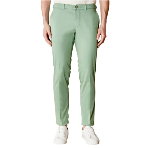 Cruna - New Town Trousers in Cotton - 520 - Salvia - Handmade in Italy - Luxury High Quality Pants - Avvenice