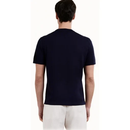 Cruna - Nizza Knitted T-Shirt - 1531 - Night Blue - Handmade in Italy - Luxury High Quality Collection - Avvenice