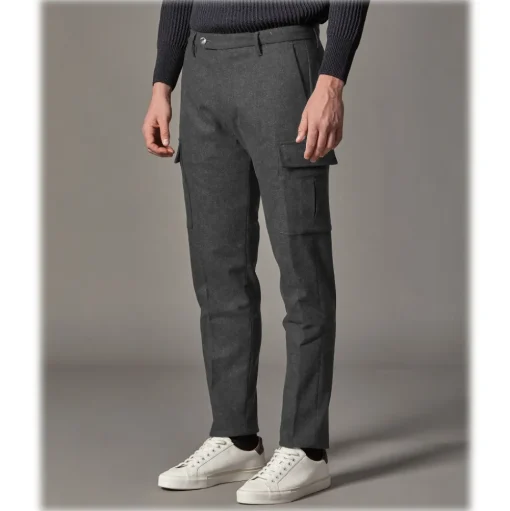 Cruna - Raval Cargo Wool Trousers - 476 - Anthracite - Handmade in Italy - Luxury High Quality Pants - Avvenice