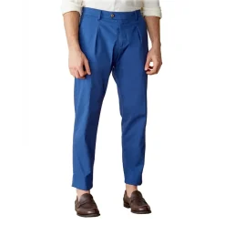 Cruna - Raval Trousers in Cotton - 520 - Avio - Handmade in Italy - Luxury High Quality Pants - Avvenice