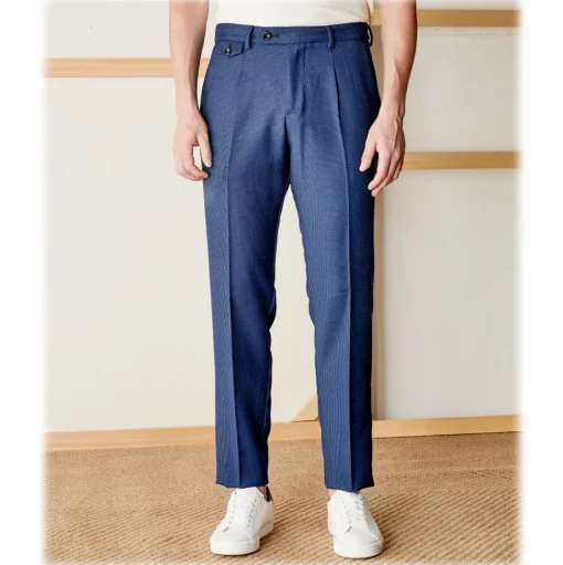 Cruna - Raval Trousers in Fresh Wool - 562 - Navy - Handmade in Italy - Luxury High Quality Pants - Avvenice