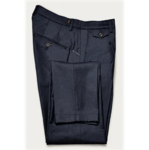 Cruna - Raval Trousers in Wool Flannel - 628 - Night Blue - Handmade in Italy - Luxury High Quality Pants - Avvenice