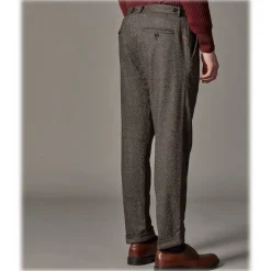 Cruna - Raval Trousers in Naps Wool - 635 - Coffee Brown - Handmade in Italy - Luxury High Quality Pants - Avvenice