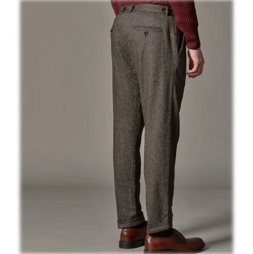 Cruna - Raval Trousers in Naps Wool - 635 - Coffee Brown - Handmade in Italy - Luxury High Quality Pants - Avvenice