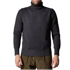 Cruna - Rollneck Sweater in Wool - 657 - Night Blue - Handmade in Italy - Luxury High Quality Sweater - Avvenice