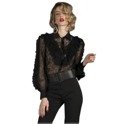 Danilo Forestieri - Chantilly Lace and Silk Ruffled Shirt - Shirt - Haute Couture Made in Italy - Luxury Exclusive Collection - Avvenice