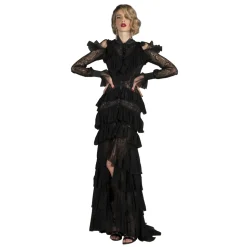 Danilo Forestieri - Long Chemisier Dress in Lace and Tulle - Haute Couture Made in Italy - Luxury Exclusive Collection - Avvenice