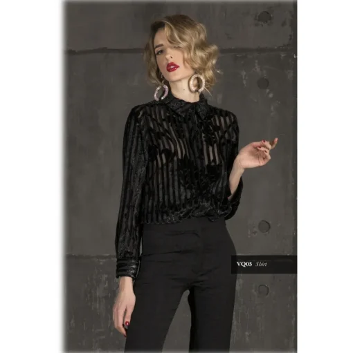 Danilo Forestieri - Long Sleeve Shirt in Devorè Velvet - Shirt - Haute Couture Made in Italy - Luxury Exclusive Collection - Avvenice