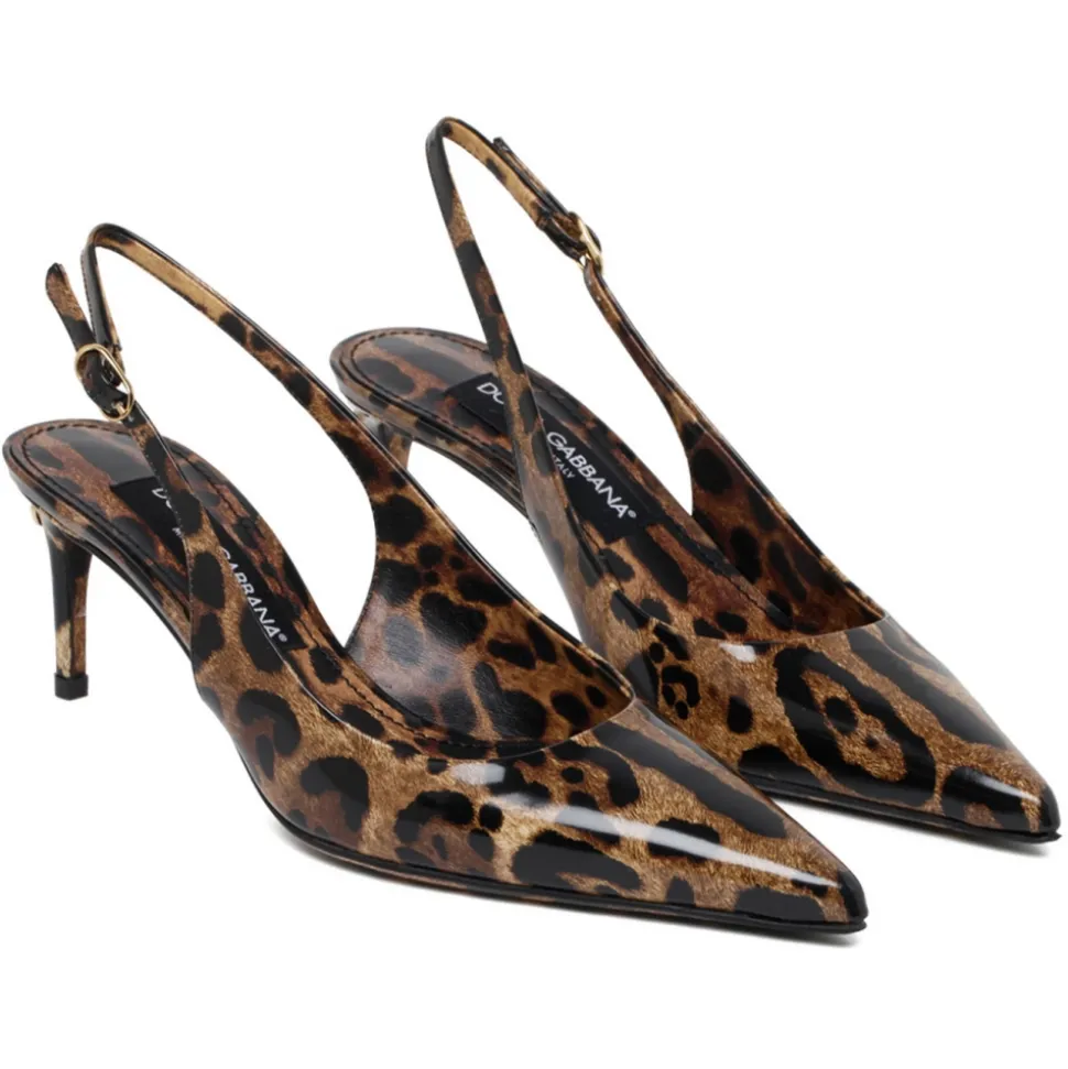 Dolce & Gabbana - Animalier Brown Calf Leather Slingback Pumps - Dolce & Gabbana Exclusive Luxury Collection - Avvenice