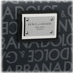 Dolce & Gabbana - Black and Grey Calf Leather Logo Print Brief Case - Dolce & Gabbana Exclusive Luxury Collection - Avvenice