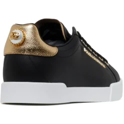 Dolce & Gabbana - Black and Gold Portofino Sneakers - Dolce & Gabbana Exclusive Luxury Collection - Avvenice