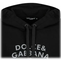 Dolce & Gabbana - Black Logo Lettering Jersey Hoodie - Dolce & Gabbana Exclusive Luxury Collection - Avvenice