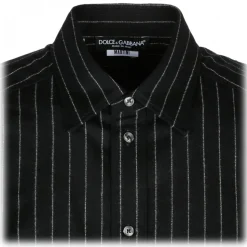 Dolce & Gabbana - Black Virgin Wool Striped Shirt - Dolce & Gabbana Exclusive Luxury Collection - Avvenice