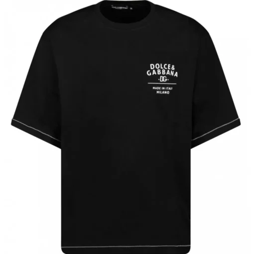 Dolce & Gabbana - Black Embroidered Logo T-Shirt - Dolce & Gabbana Exclusive Luxury Collection - Avvenice