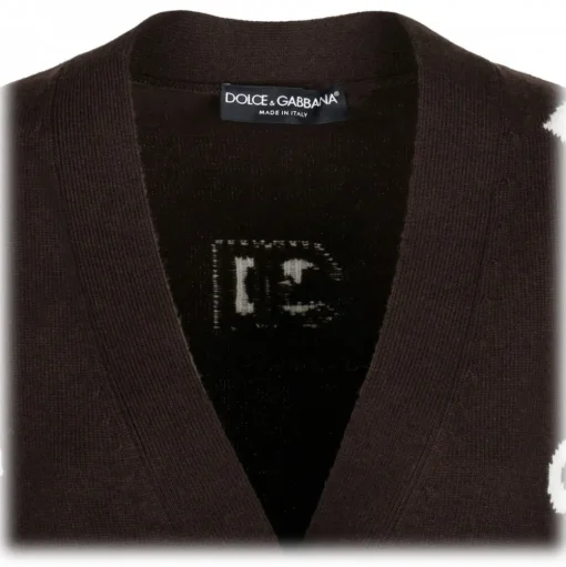 Dolce & Gabbana - Brown and White DG Monogram Cardigan - Dolce & Gabbana Exclusive Luxury Collection - Avvenice